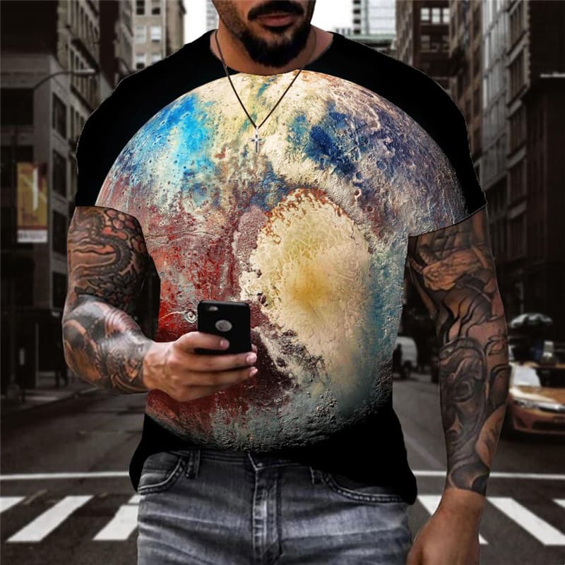 Pluto T-shirt Men Retro Anime Clothes Colorful T-shirts 3d Harajuku Tshirts Casual