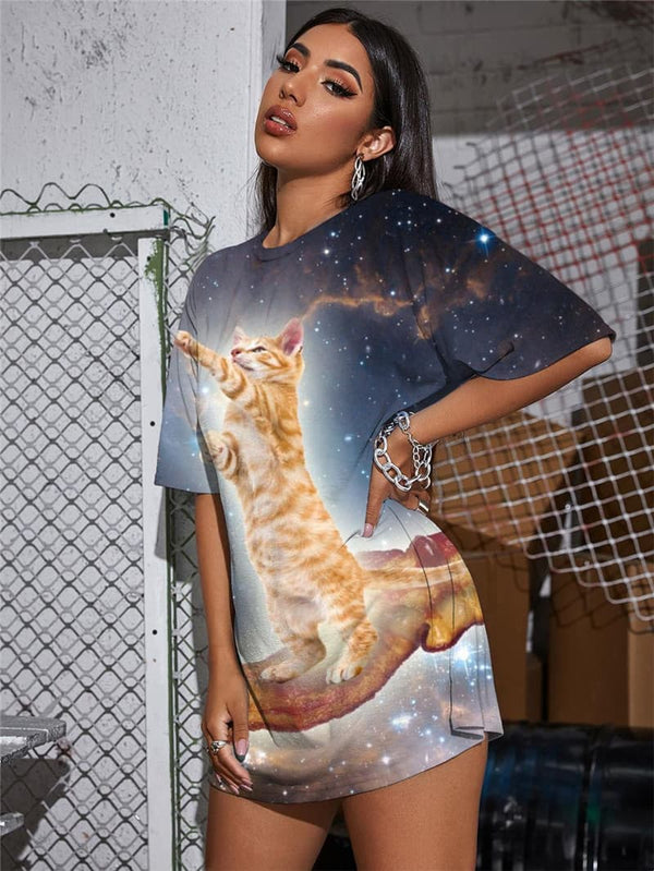 
Cat T Shirt Women Animal T-shirts 3d Galaxy Shirt Print Nebula Tshirt Printed Space Funny T shirts
                