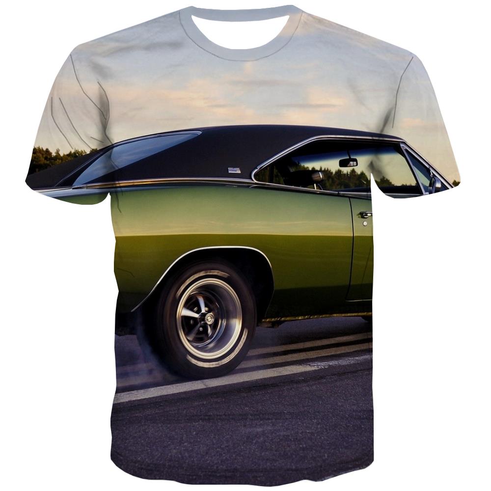 Racing Car T shirts Men Metal T-shirts 3d City Tshirt Printed Gray Tshirts Casual Retro Tshirt Anime