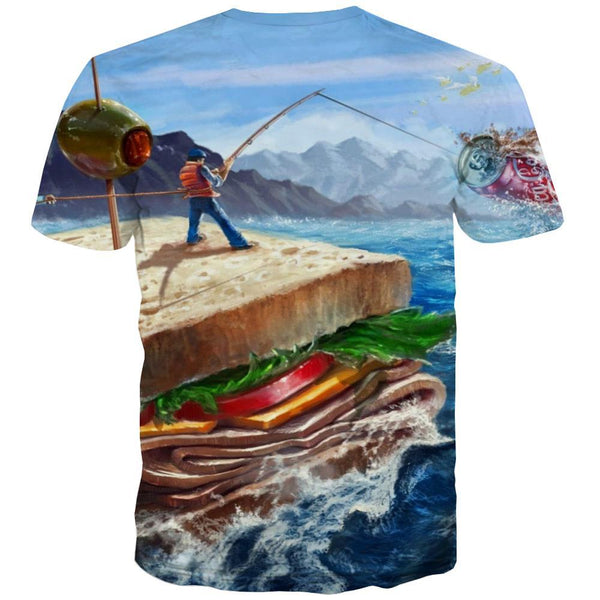 
fishing T-shirt Men fish Shirt Print sandwich Tshirts Cool Short Sleeve Hip hop - KYKU
                