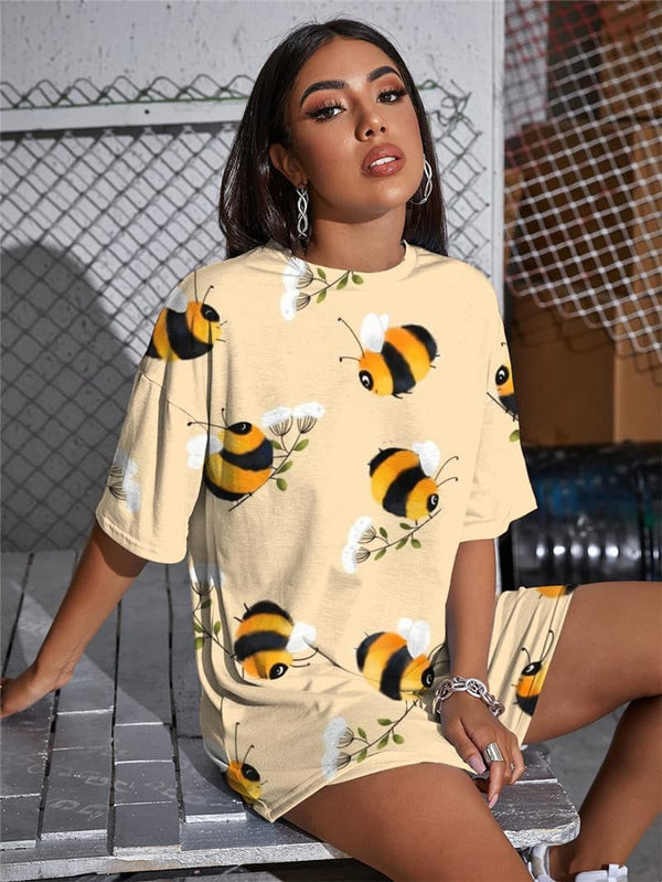 
Bee T-shirt Women Animal Punk Rock Flower T-shirts 3d Lovely Funny T shirts
                