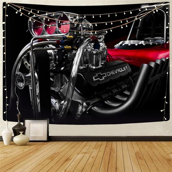 Metal Tapiz Engine Rug Wall Gear Tenture Mandala Motorcycle Home Tapestrys