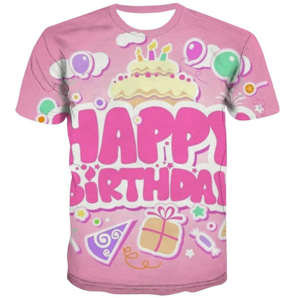 
Happy Birthday T-shirt Men Cake Funny T shirts Ice Cream Tshirts Casual Pink Tshirt Printed
                