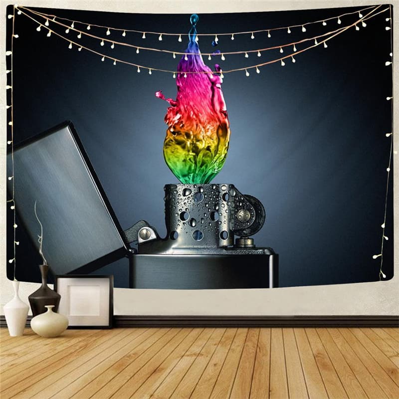 Flame Tapestry Lighter Home Tapestrys Colorful Tenture Mandala Wall Hanging