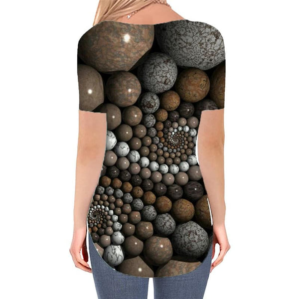 
Geometric T Shirt Women Psychedelic Shirt Print Vortex V-neck Tshirt Three-Dimensional Ball Funny T shirts
                