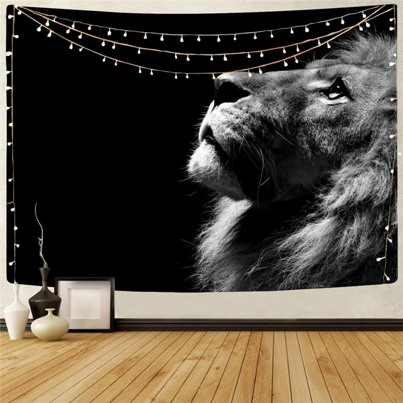 Lion Tapestry Animal Rug Wall Anime Wall Tapestry Black Home Tapestrys Harajuku Tenture Mandala