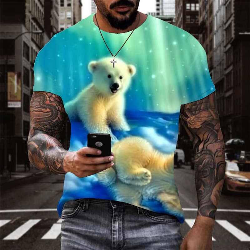 Bear T shirt Men Animal Funny T shirts Galaxy Shirt Print Hip Hop Tshirts Casual