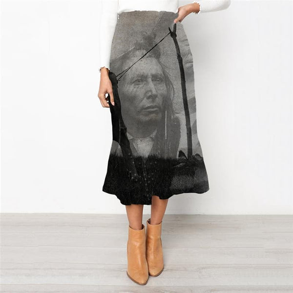 Indios Skirt Women Painting Skirt Ladies Retro Rock Frauen Womens Clothing - KYKU