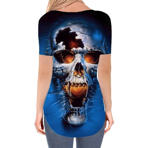 
Skull T Shirt Women Punk Tshirts Printed Blue V-neck Tshirt Water T-shirts 3d
                