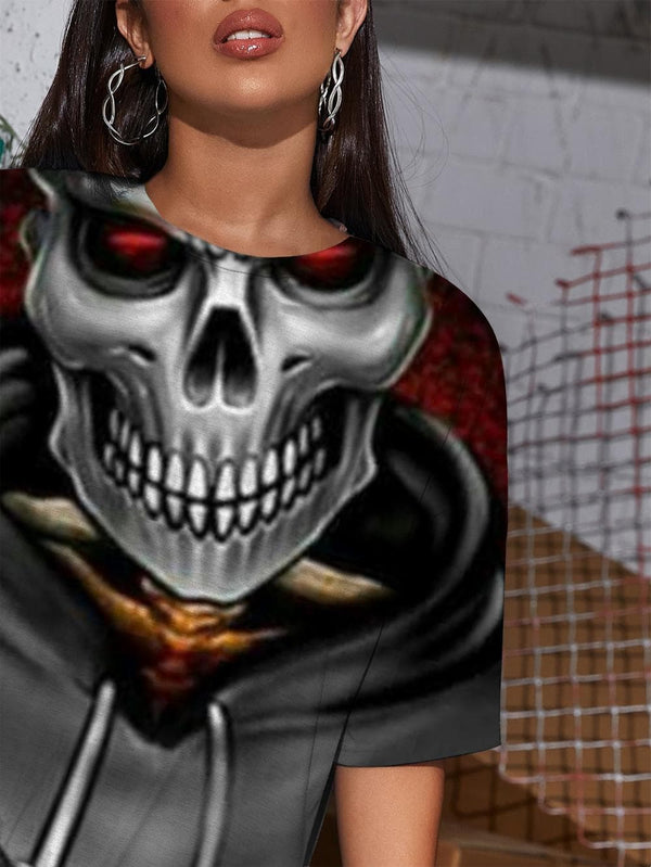 
Skull T Shirt Women Skeleton Gothic Rock Funny T shirts Hip Hop Tshirt Printed
                