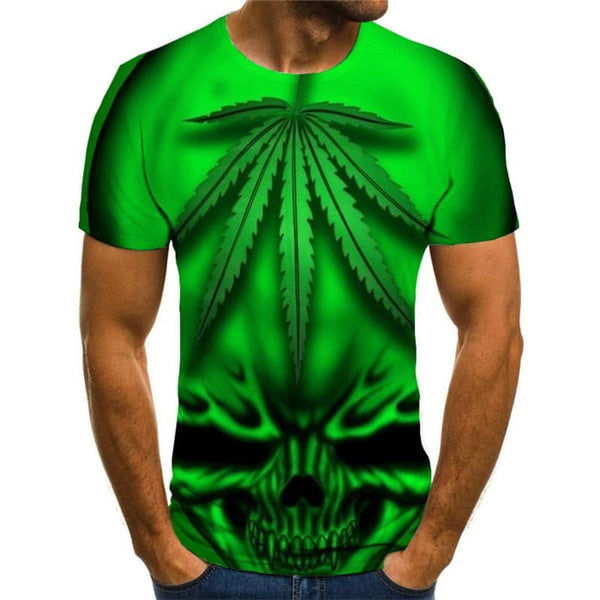 
Skull T shirt Men Skeleton Tshirts Casual Gothic Anime Clothes Green Shirt Print
                