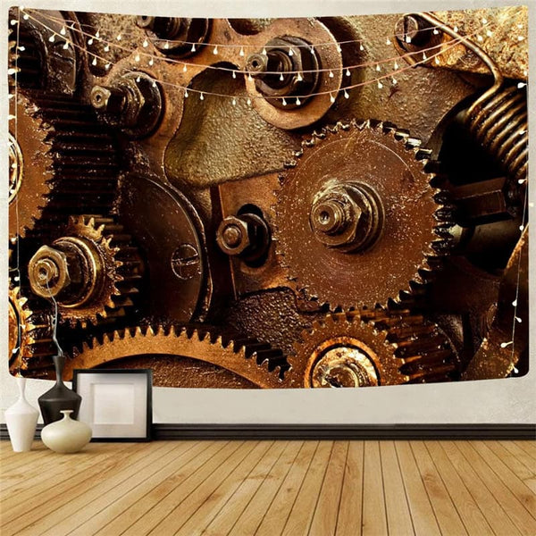Metal Tapestry Engine Tenture Mandala Gear Rug Wall Art Wall Tapestry