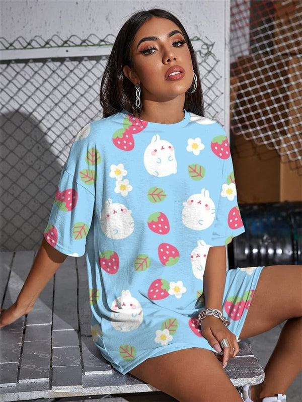 
Rabbit T-shirt Women Lovely Summer Cake Funny T shirts Ice Cream Tshirt Printed
                