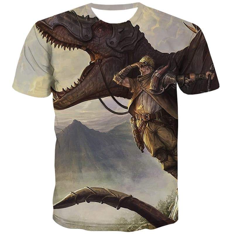 Anime T shirts Men Dinosaur Tshirts Cool Harajuku T-shirts Graphic Funny Shirt Print Street Tshirt Printed - KYKU