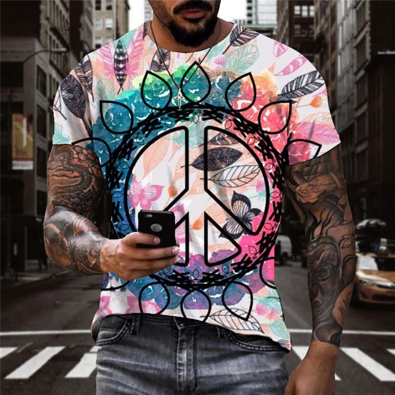 Hippie T shirt Men Colorful Funny T shirts Party Tshirts Casual Hip Hop T-shirts 3d