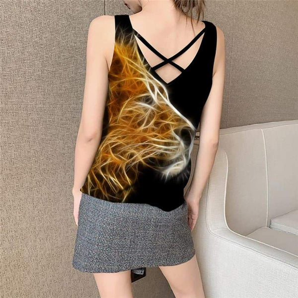 
Lion Tank-Top women Animal Tank Tops Casual Anime Vest Printed Harajuku Vest Print Flame Anime Clothes - KYKU
                