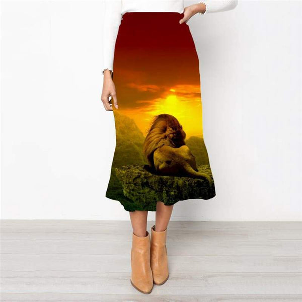 
Lion Skirts Women Animal High waist skirts Anime School skirt Nebula Rock Frauen Sunset Skirt Ladies - KYKU
                