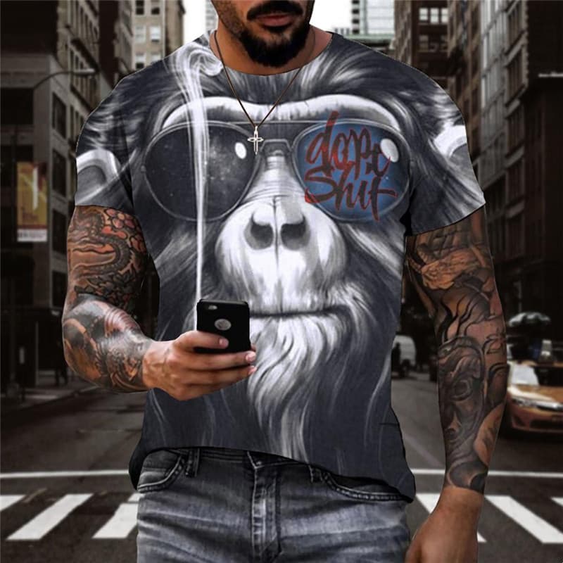 Orangutan T shirt Men Animal Tshirts Casual Hip Hop Tshirt Printed Short Sleeve