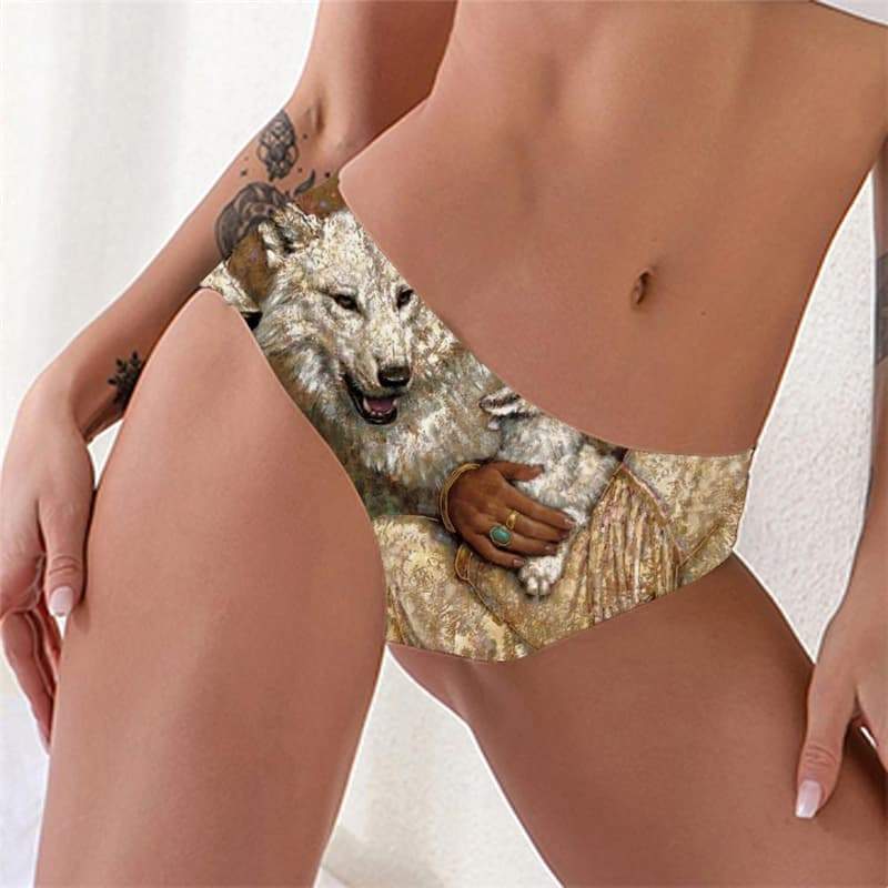 Indios Panties Women Wolf Lingerie Female Animal Tanga Lovely Sexy - KYKU