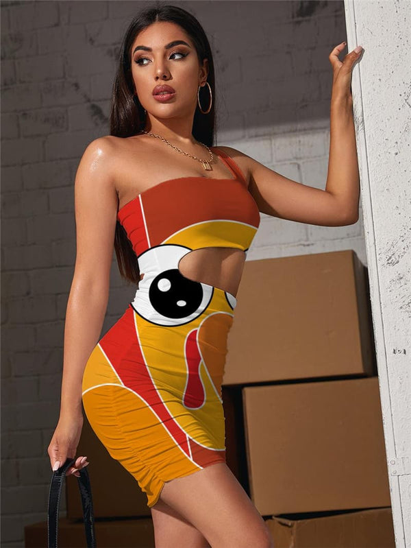 
Thanksgiving Dresses Women Animal Hollow out Dresses Colorful Halter Sleeveless Funny Vestido Sexy
                