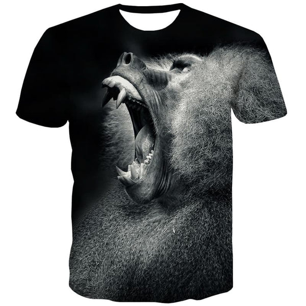 Animal T shirts Men Orangutan T-shirts Graphic Terror T shirts Funny Harajuku Tshirts Cool Black Tshirt Anime - KYKU