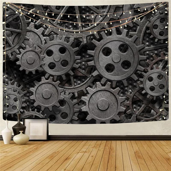 Metal Tapestry Engine Tenture Mandala Gear Home Tapestrys Black Tapestries