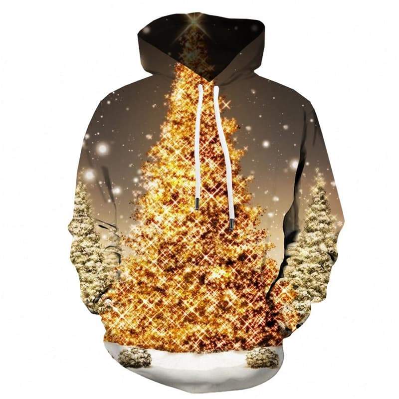 Christmas Hoodie Men Christmas Tree Hooded Casual Galaxy Hoodie Print Party Sweatshirt Printed - KYKU