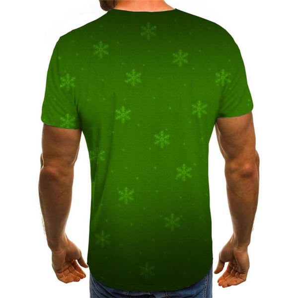 
Christmas T-shirt Men Snowflake Shirt Print Green Tshirt Anime New Year Tshirts Cool
                