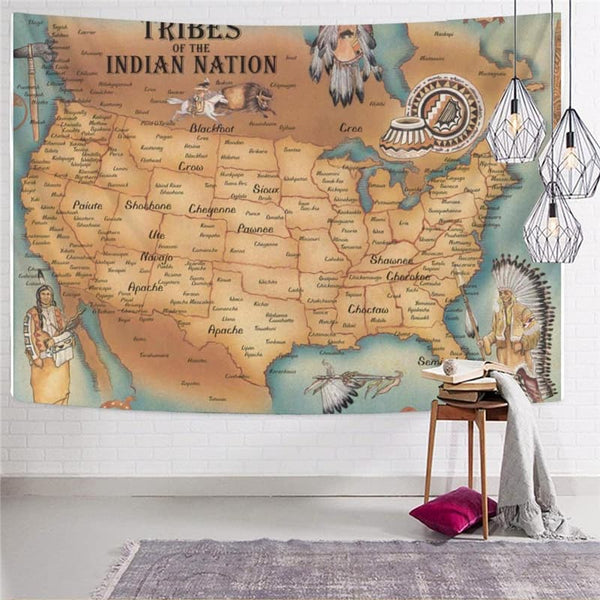
Indios Tapestry Map Wall Tapestry Animal Tapestries  Home Tapestrys Fishinger Rug Wall
                