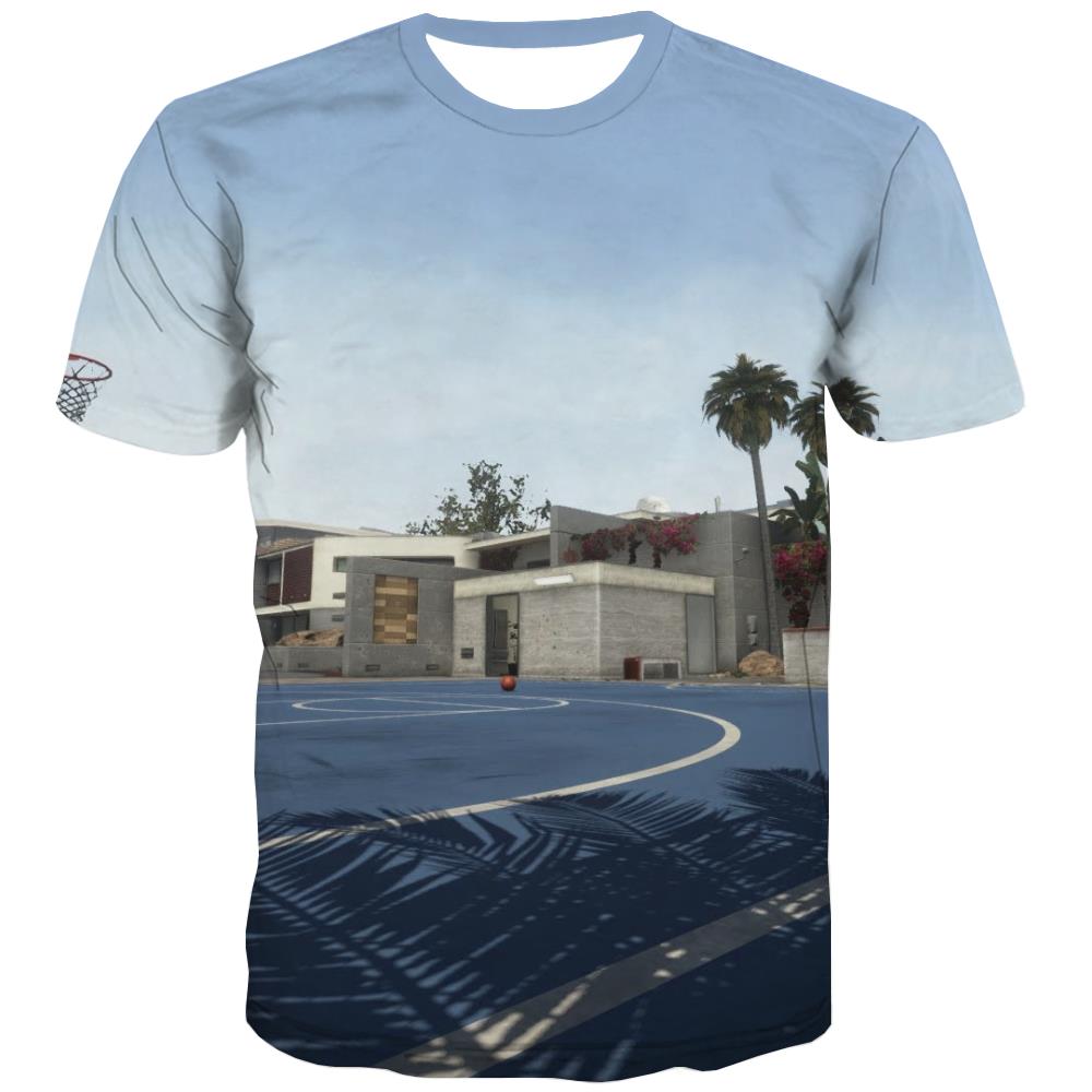 Basketball T-shirt Men Night View Shirt Print Galaxy T-shirts 3d City T-shirts Graphic