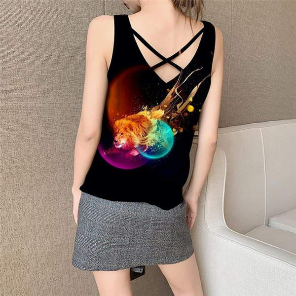 
Lion Tank-Top women Animal Vest Printed Anime Funny Top Colorful Sleeveless 3d Flame Tank Tops Casual - KYKU
                