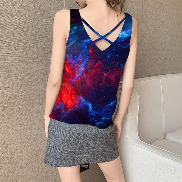 
Galaxy Tank Top Women Space Funny Top Universe Tank Tops Casual Nebula Vest Printed
                