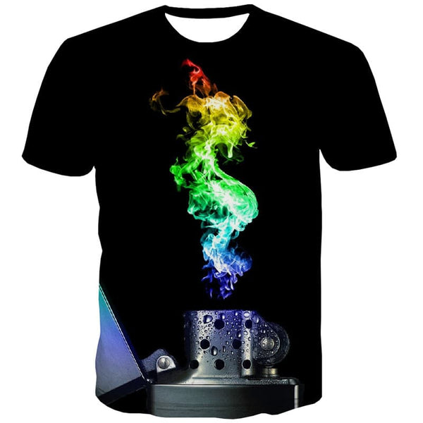 Flame T shirts Men Colorful Tshirts Cool Black Tshirts Novelty Harajuku T-shirts 3d - KYKU