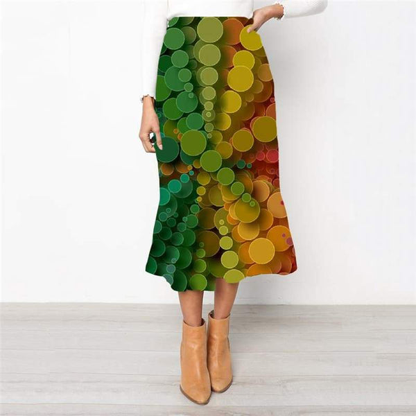 Geometric Skirts Women Psychedelic Rock Frauen Vortex School skirt Color High waist skirts Ball Skirt Ladies - KYKU
