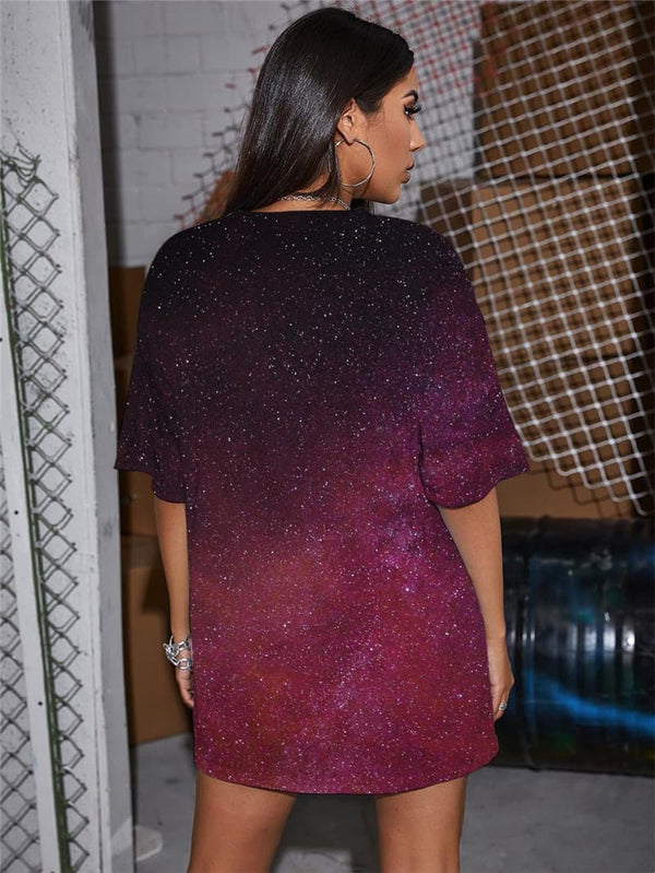 
Galaxy T Shirt Women Space Punk Rock Nebula T-shirts 3d Novel Tshirt Printed
                