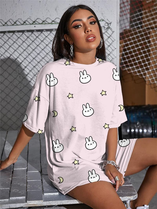 
Rabbit T Shirt Women Animal Funny T shirts Moon Tshirt Printed Star Gothic
                
