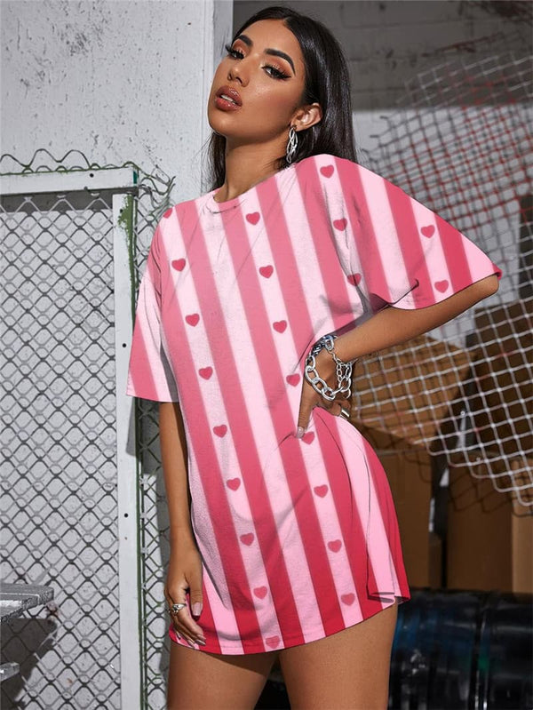 
Stripe T Shirt Women Love T-shirts 3d Abstract Summer Harajuku Funny T shirts
                