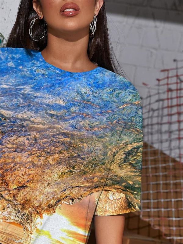 
Waves T Shirt Women Landscape Tshirt Printed Hip Hop Shirt Print Party Punk Rock
                