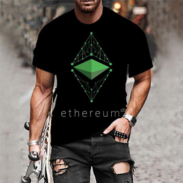 
Ethereum T-shirt Men Art Tshirts Casual Retro T-shirts 3d Black Shirt Print
                