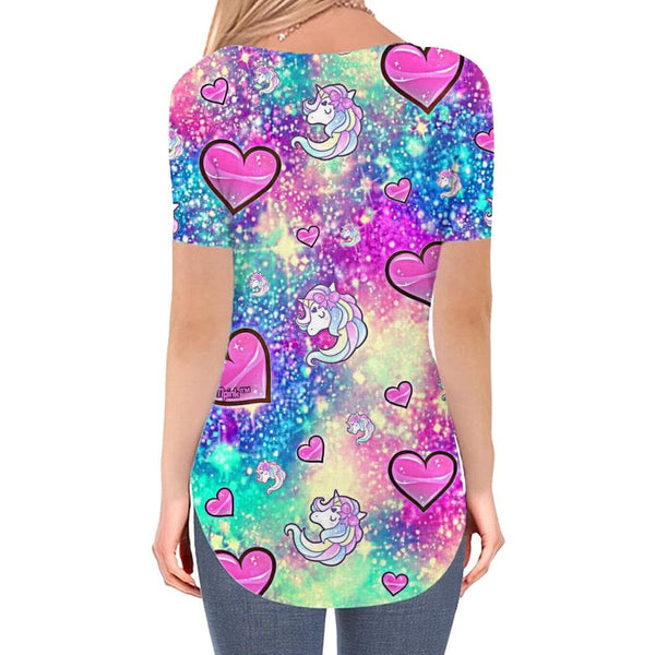 
Unicorn T-shirt women Animal T-shirts 3d Colorful V-neck Tshirt Rainbow Funny T shirts
                