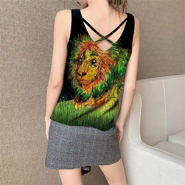 
Lion Tank-Top women Animal Tank Tops Casual Anime Sleeveless 3d Colorful Funny Top Painting Anime Clothes - KYKU
                