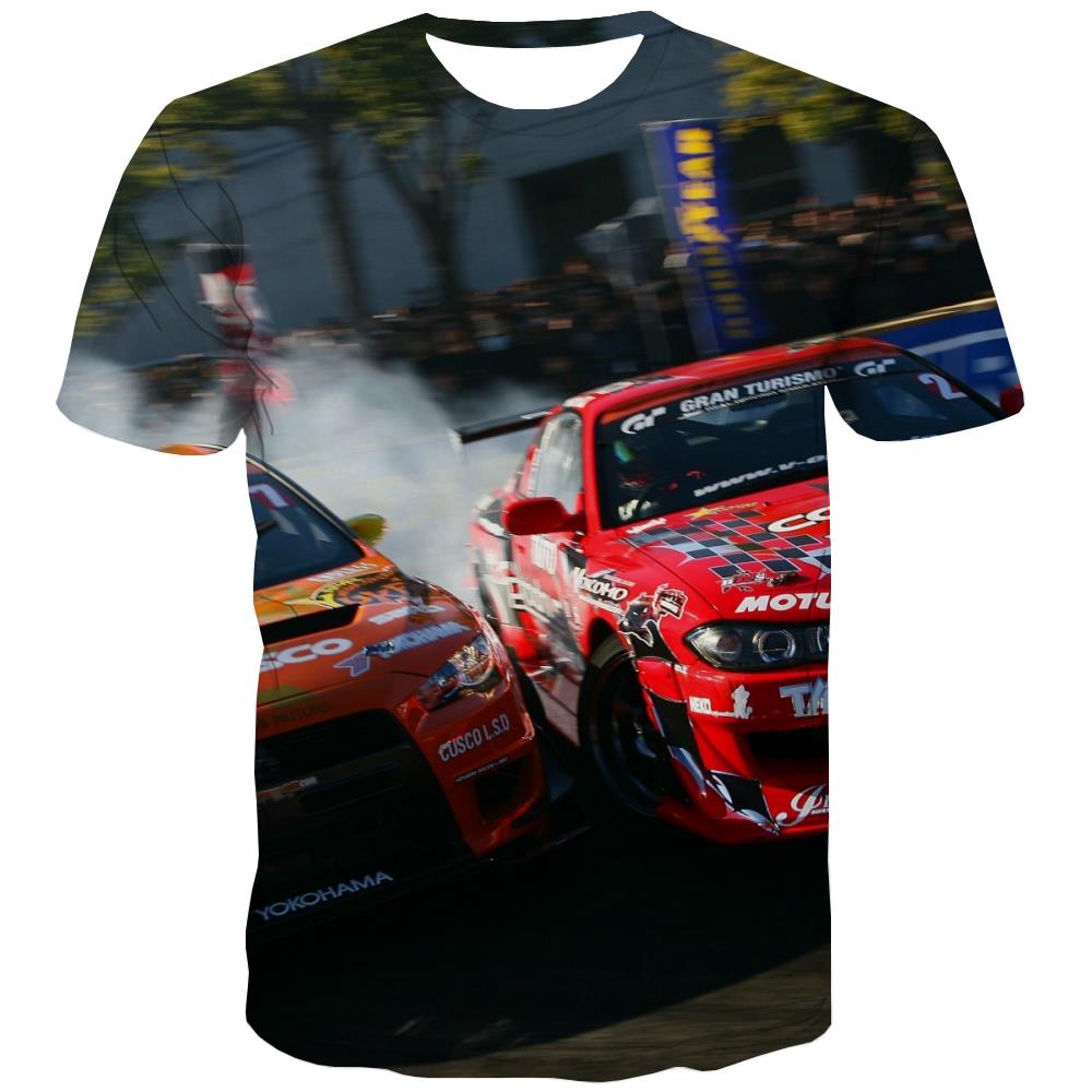 Racing Car T-shirt Men Metal T-shirts Graphic City Tshirts Novelty Gray Tshirt Printed Retro Tshirts Casual