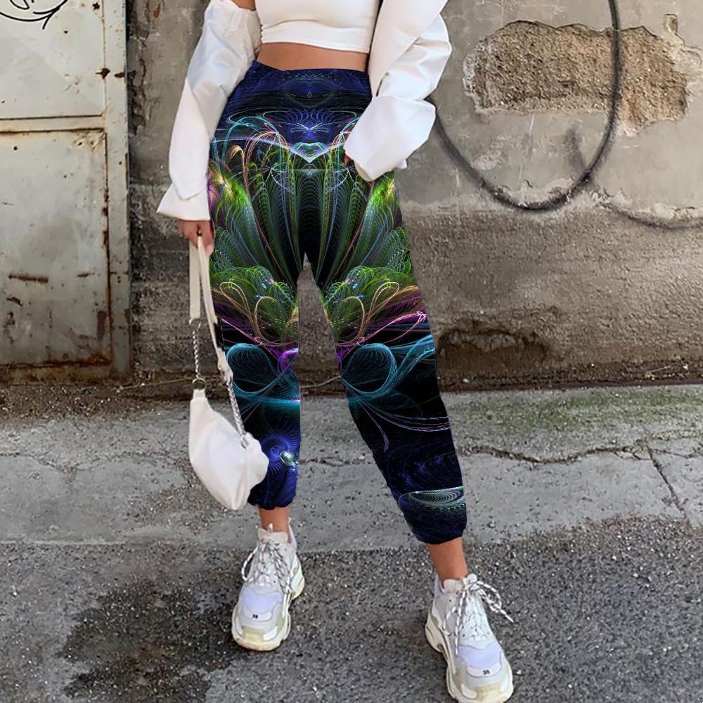 Geometric Pants Women Psychedelic 3d Printed Vortex Trouser Flower Casual Pant - KYKU
