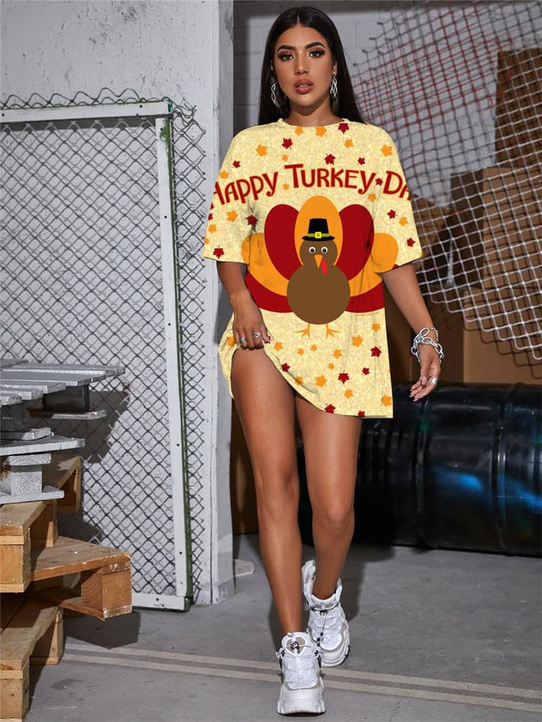 Thanksgiving T-shirt Women Animal Gothic Hip Hop Shirt Print Maple Leaf Funny T shirts