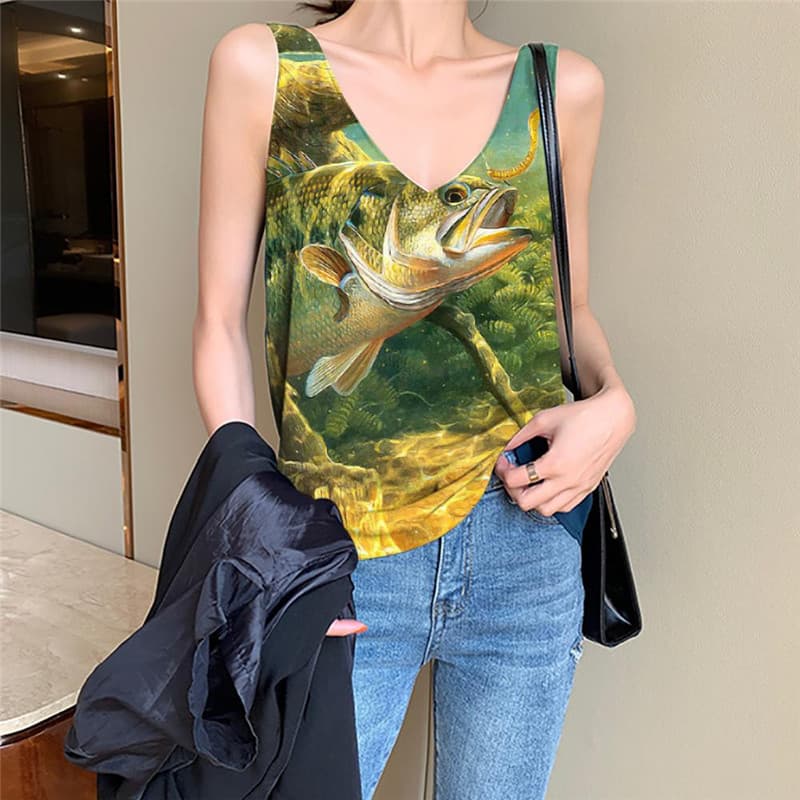 Fish Tank-Top women Animal Funny Top Ocean Tank Tops Casual Fishing Sleeveless 3d