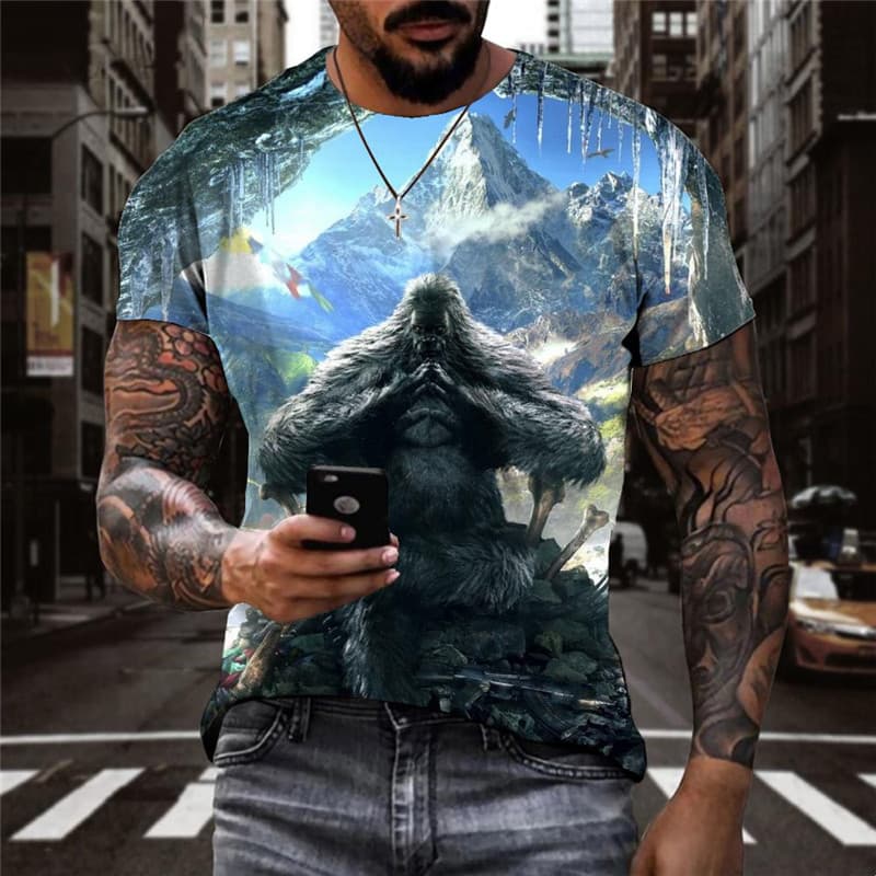 Orangutan T-shirt Men Animal T-shirts 3d Ferocious Tshirts Casual Black Tshirt Printed