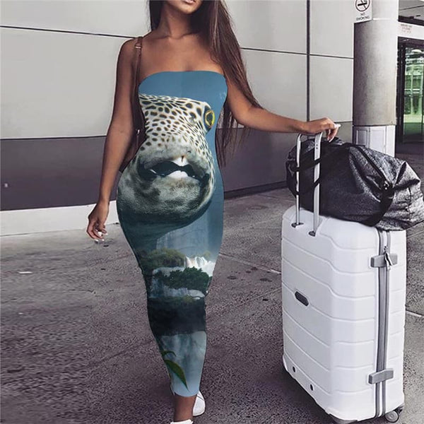 Fish Dress Women Animal Ladies Dresses Forest Boho Womens Clothing Vintage