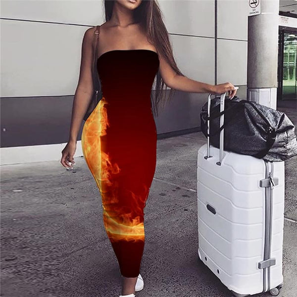 Flame Dress Women Letter sleeveless Novel Party Womens Clothing Tassel