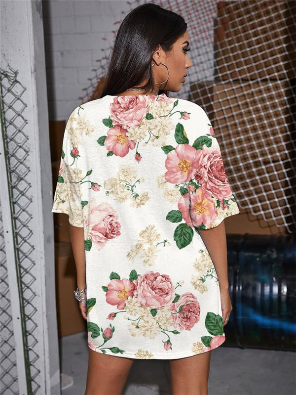 
Flower T Shirt Women Art Summer Peony Flower Punk Rock Harajuku Funny T shirts
                