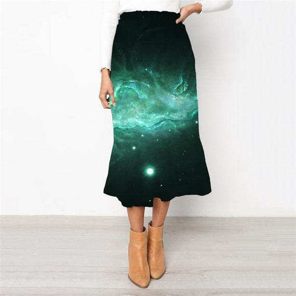Galaxy Skirts Women Space High waist skirts Universe Skirt Ladies Black School skirt